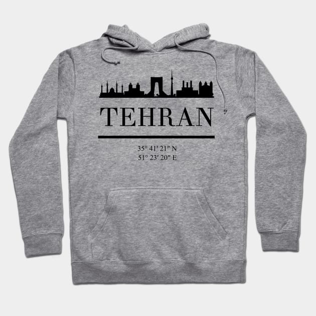 TEHRAN IRAN BLACK SILHOUETTE SKYLINE ART Hoodie by deificusArt